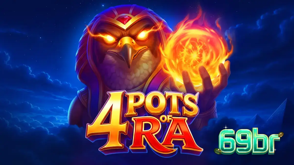 Cenário temático do Antigo Egito no slot 4 Pots of Ra: Hold and Win